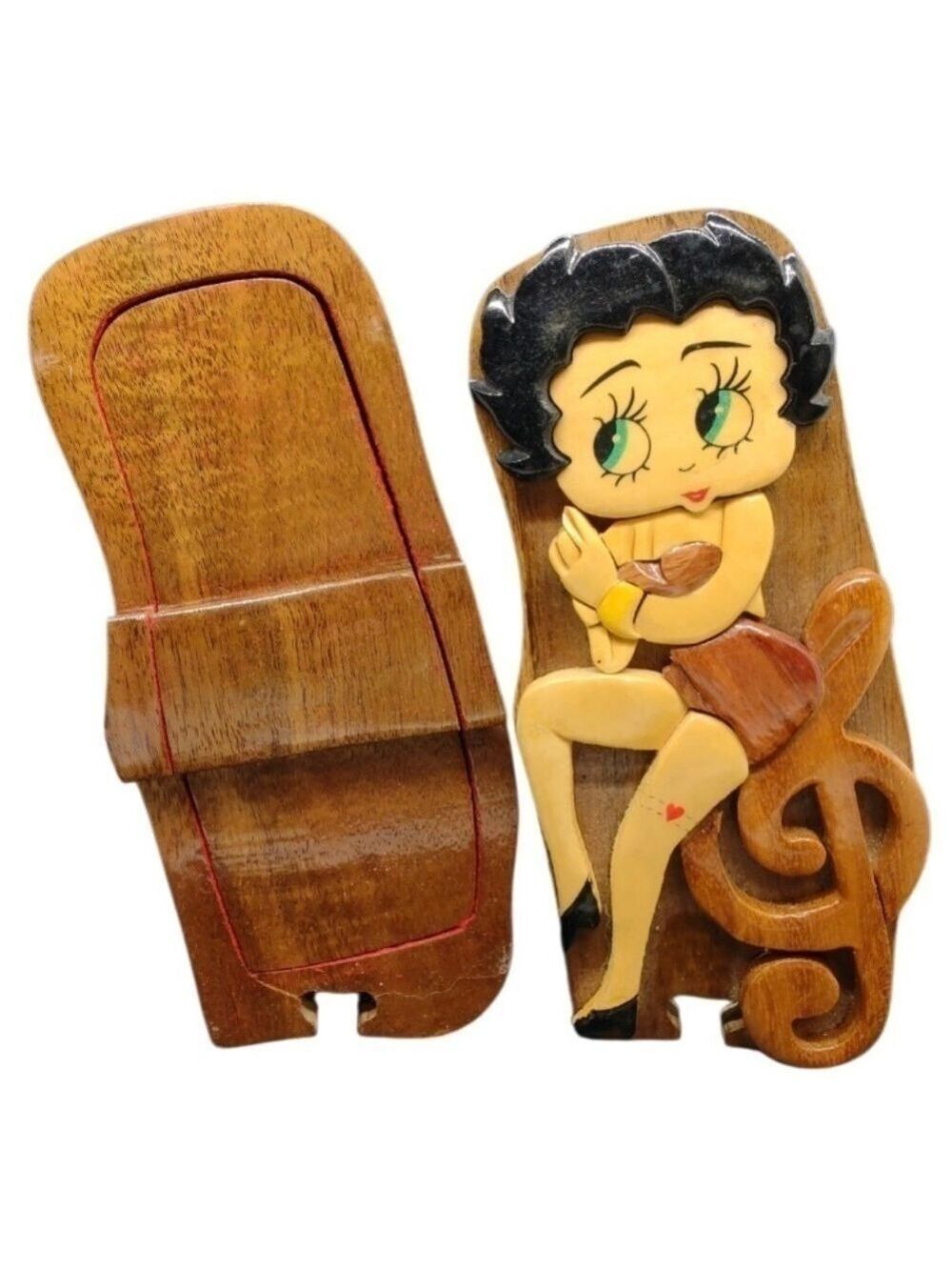 Artisan Betty Boop Wooden Puzzle Box 1990s - Picture 3 of 11